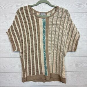 St. John Sport Wool Blend Stripe Knit Blouse Size Medium
